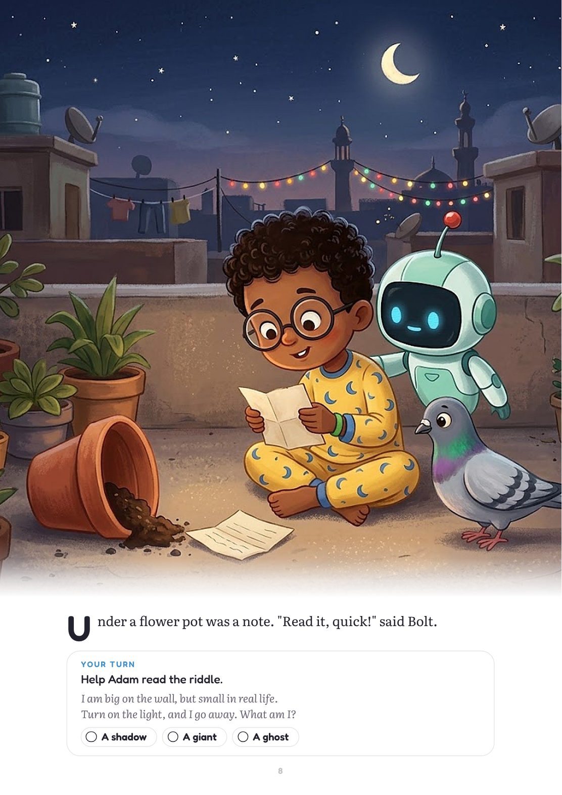 A Your turn page: help Adam read the riddle