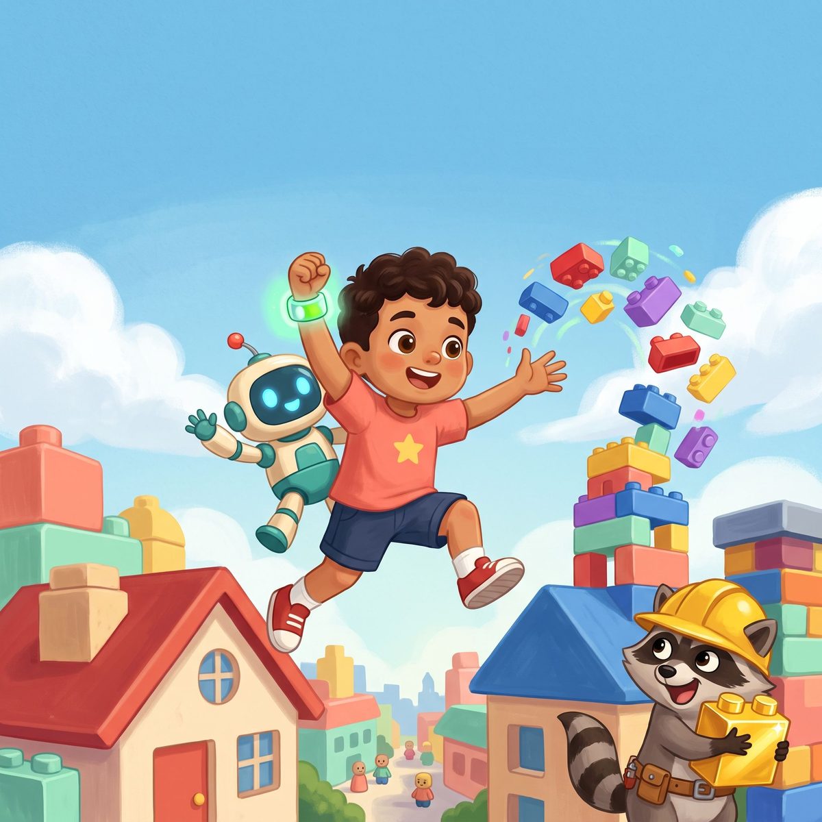 Cover of the Calm tale: a boy and his robot friend in Blocktown