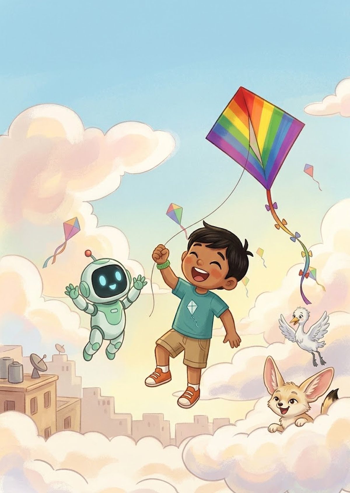 Cover of the Honesty tale: a boy and his robot friend with the Rainbow Kite