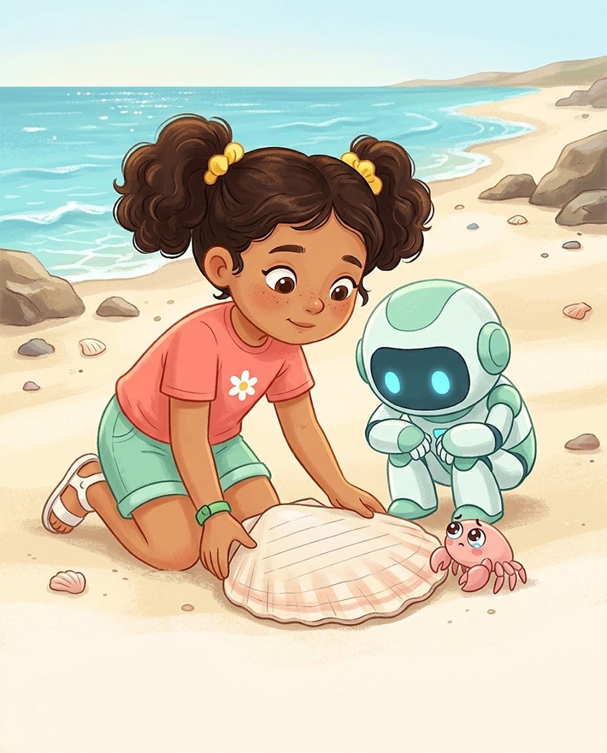 A shell in the sand with a riddle on it
